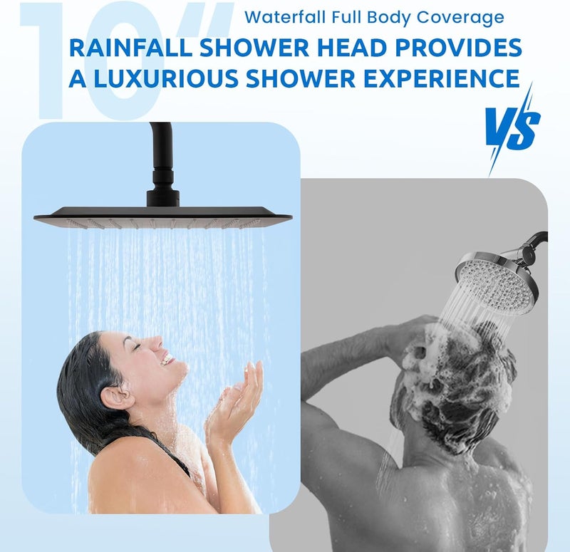 Ryamen Upgraded Dual Shower Heads Combo, 10 inch Filtered Shower Head with Handheld, 3-Way Rain Shower Head with Filters, 7 Settings Handheld Spray, High Pressure, Height Adjustable (Black) - Image 5
